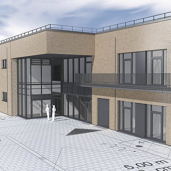 Skizze eines modernen Gebäudes