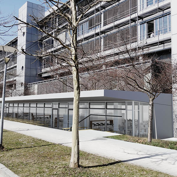 großes Gebäude an einem Weg