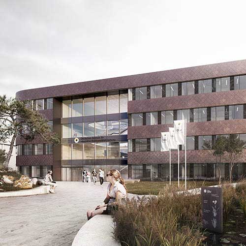 Parkanlage vor einem Gebäude